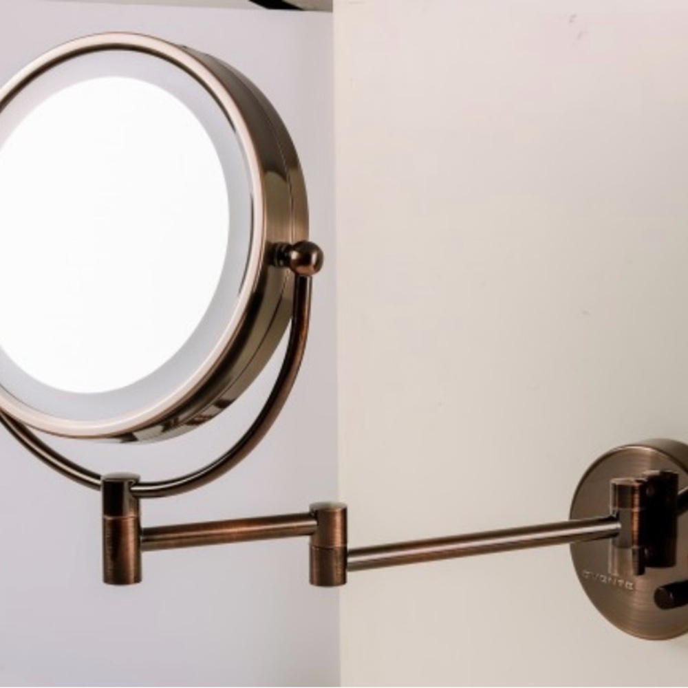 Ovente Wall Mount Makeup Mirror - Antique Brass